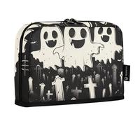 Quteprint Trousse à crayons sur pied - Motif fantômes d'Halloween - Trousse de papeterie portable - Organiseur de bureau pour l'école, le bureau, les étudiants, les adolescents, les garçons et les