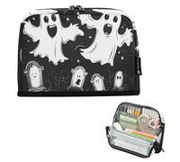 Quteprint Trousse à crayons sur pied - Motif fantômes d'Halloween - Trousse de papeterie portable - Organiseur de bureau pour l'école, le bureau, les étudiants, les adolescents, les garçons et les
