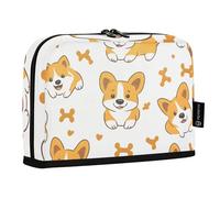 Quteprint Trousse à crayons sur pied - Motif os de chien Corgi mignon - Trousse de papeterie, trousse de maquillage portable, organisateur de bureau pour l'école, le bureau, les étudiants, les