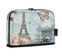 Quteprint Trousse à crayons sur pied - Motif Tour Eiffel de Paris, Papeterie, Papeterie, Trousse de maquillage, Cosmétique, Organiseur de bureau pour l'école, le bureau, les étudiants, les adolescents