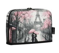 Quteprint Trousse à crayons sur pied - Serviette de Paris en fleur de cerisier - Trousse de papeterie, trousse de maquillage portable, organisateur de bureau pour l'école, le bureau, les étudiants