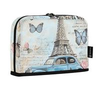 Quteprint Trousse à crayons sur pied - Tour Eiffel Paris Papillon Voitures Trousse à crayons, trousse de papeterie, trousse de maquillage portable, organisateur de bureau pour l'école, le bureau, les