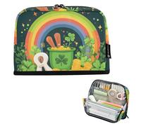 Quteprint Trousse à crayons sur pied - Trousse à crayons arc-en-ciel pour la Saint-Patrick, trousse de papeterie, trousse de maquillage portable, organisateur de bureau pour l'école, le bureau, les