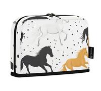 Quteprint Trousse à crayons sur pied - Trousse à crayons avec motif animal cheval à pois, trousse de papeterie, trousse de maquillage portable, organisateur de bureau pour l'école, le bureau, les
