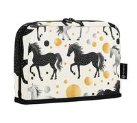Quteprint Trousse à crayons sur pied - Trousse à crayons avec motif cheval et pois, trousse de maquillage, trousse de maquillage portable, organisateur de bureau pour l'école, le bureau, les étudiants