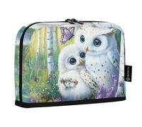 Quteprint Trousse à crayons sur pied - Trousse à crayons avec motif de chouette et papillon - Trousse de maquillage portable pour l'école, le bureau, les étudiants, les adolescents, les garçons et les