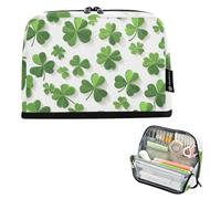 Quteprint Trousse à crayons sur pied - Trousse à crayons avec trèfles pour la Saint-Patrick - Trousse de papeterie portable pour maquillage, cosmétiques, organiseur de bureau pour l'école, le bureau