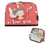 Quteprint Trousse à crayons sur pied - Trousse à crayons de Saint-Valentin avec flèche, trousse de papeterie, trousse de maquillage portable, organisateur de bureau pour l'école, le bureau, les