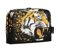 Quteprint Trousse à crayons sur pied - Trousse à crayons en colère avec motif tigre - Trousse de maquillage portable pour l'école, le bureau, les étudiants, les adolescents, les garçons et les filles