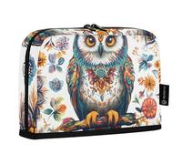 Quteprint Trousse à crayons sur pied - Trousse à crayons ethnique mandala bohémien avec hibou, trousse de papeterie, trousse de maquillage portable, organisateur de bureau pour l'école, le bureau, les