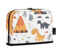 Quteprint Trousse à crayons sur pied - Trousse à crayons mignonne avec dinosaures et volcans - Trousse de maquillage portable pour l'école, le bureau, les étudiants, les adolescents, les garçons et