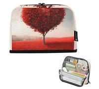 Quteprint Trousse à crayons sur pied - Trousse à crayons pour la Saint-Valentin, l'automne, le cœur, l'arbre, le coquelicot, la papeterie, le maquillage, l'organisation de bureau pour l'école, le