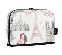 Quteprint Trousse à crayons sur pied - Trousse à crayons romantique Paris Tour Eiffel, trousse de papeterie, trousse de maquillage portable, organisateur de bureau pour l'école, le bureau, les