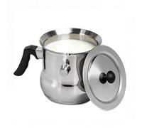 QUTHZZHY Casserole à lait à induction - Double paroi - 2 l - En acier inoxydable - Avec couvercle - Pour bain marie - Avec sifflet - Pour cuisinière électrique à gaz et induction