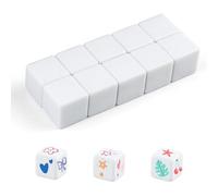QUTHZZHY Lot de 10 cubes blancs vierges de 25 mm - Acrylique vierge - 6 pages - Autocollants Dice pour écrire pour la peinture, avec poches pour jeux de société, apprentissage, bricolage, plaisir de