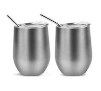 QUTHZZHY Lot de 2 Tasse à Café en Acier Inoxydable, 350ML Isolation sous Vide Double Couche Mug, Cadeau pour la Saint-Valentin, Tasse Isotherme Voyage avec Couvercle,Tasses à Café Réutilisables