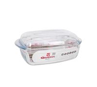 Quttin 63096 Casserole en verre rectangulaire avec couvercle, multicolore, 3,4 cm x 1,6 l, plastique