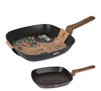 Quttin - Poêle à rôtir antiadhésif à induction Ecologi avec poignée pour tous les types de cuisinières en aluminium forgé double couche, résistant et durable, grille-pain noir 28 cm