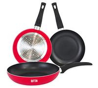 Quttin - Poêle antiadhésive à induction Infinity avec poignée - Pour tous les types de cuisines - Aluminium forgé double couche - Durable - Omelette de pommes de terre - Rouge Sarten moyen 24 cm
