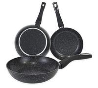 Quttin Sarten Antiadhésif Aluminium avec revêtement résistant Casserole en aluminium forgé avec couvercle en verre, convient à tous les types de cuisinières Modèle Select Noir Diamètre 24 cm