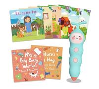 QuTZ Ensemble de livres parlants pour apprendre à lire des livres sonores, jouets d'apprentissage avec 8 touches pour lire des livres, plus de 600 mots et faits amusants, 6 livres d'histoire phonique