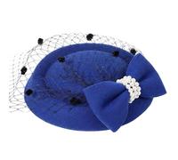 QUUPY Chapeau bibi vintage pour femme avec nœud papillon et clip latéral Noir