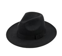 QUUPY Chapeau de Soleil Bicolore Noir à Large Bord avec Bande pour église Derby Bowknot Cap Beach Trilby Chapeau de Soleil pour Homme et Femme