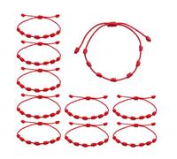 QUUPY Lot de 10 bracelets tressés à 7 nœuds réglables avec breloques porte-bonheur pour la protection et l'amitié