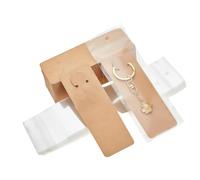 QUUPY Lot de 100 longs porte-clés avec sacs auto-scellants en papier cartonné pour présentation de porte-clés, emballage de bijoux (12,5 x 4,3 cm)