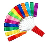 QUUPY Lot de 12 rubans de danse rythmique de 2 m pour spectacles de talents, danse artistique, baton (couleur aléatoire)