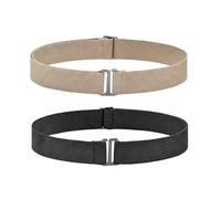 QUUPY Lot de 2 ceintures élastiques réglables avec boucle plate invisible pour homme et femme (noir et kaki)
