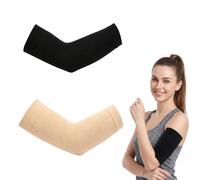 QUUPY Lot de 2 paires de manchons de compression amincissants pour femme - Perte de poids - Aide à perdre la graisse du bras (noir + couleur peau)