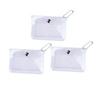QUUPY Lot de 3 porte-cartes transparents - Mini pochettes interchangeables avec clip - Petite poche pour pièces de monnaie - Porte-clé - Pour ranger vos cartes de visite