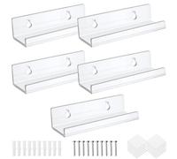 QUUPY Lot de 5 étagères murales en acrylique transparent pour disques vinyles - 10 cm - Pour décoration murale, photo, rebord, magazines