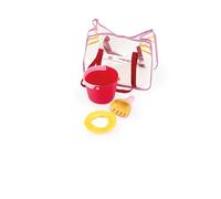 Quut - Beach Set Cerise Set de Plage avec Sac Transparent - Bucki - Raki 2-en-1 - Magic Shaper - 3 Poches intérieures - Fond en Mesh - 39 x 28 x 21 cm