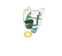 Quut - Beach Set Vert Jardin Set de Plage avec Sac Transparent - Bucki - Raki 2-en-1 - Magic Shaper - 3 Poches intérieures - Fond en Mesh - 39 x 28 x 21 cm
