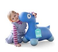Quut - Hoppi Dino Sauteur - Jouet Sauteur Gonflable - Dino Bascule - extérieur et intérieur - Design - Pompe comprise - Cadeau - dès 18 Mois (Bleu Cosmique)