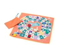 Quut - Jeu de Voyage 2 en 1 Jeu de l’oie & Serpents et échelles pour Enfants dès 3 Ans - réversible - imperméable - Microfibre - 5 pions en Silicone - 1 dé - avec Pochette