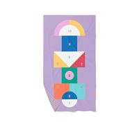 Quut - Serviette de Plage/Piscine Enfant avec Jeu - en Microfibre Séchage Ultra Rapide, sans Sable - Compacte, Légère (Marelle, L - 180 x 100cm)