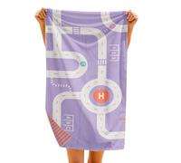 Quut Serviette plage/piscine enfant Route Lavande – Microfibre, séchage ultra-rapide – 140 x 70 cm
