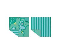 Quut - Serviette de Plage/Piscine Enfant avec Jeu - en Microfibre Séchage Ultra Rapide, sans Sable - Compacte, Légère (Safari, XL - 180 x 180cm)