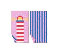 Quut - Serviette de Plage/Piscine Enfant avec Jeu - en Microfibre Séchage Ultra Rapide, sans Sable - Compacte, Légère (Phare, L - 180 x 100cm)