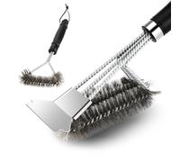 Quuylin 2 Pièces Brosse Barbecue, BBQ avec Grattoir, 45cm Long Metallique Brosse Grille, Poils denses en Acier Inoxydable, pour Barbecue au Charbon de Bois, au gaz et électrique