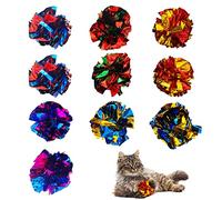QUVOVID Cat Crinkle Ball Toys 10 Packs for Indoor Cats to Kill Time and Keep Fit, 2.3 Inch Colorful Mylar Crinkle Balls Attract Cats to Swat, Bite, Hunt, Interactive Toys for Cats and Kittens