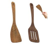 Quvxzy 2 pcs spatules ajourées, grande spatule en bois de 30 cm, ustensile de cuisine en bois, cuillère de cuisine, lavable au lave-vaisselle