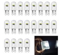Quvxzy 20 Pièces Ampoules LED W5W T10 pour Voiture, Ampoule W5W LED 12V 6500K 120LM COB, Veilleuse Voiture, Éclairage Intérieur de Voiture, pour Lampe Remplacement de Position, Plaque, Dôme Côté