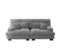 QuWanSU Cloud Canapé d'angle pour salon, en chenille, double, avec 2 coussins lombaires et 2 coussins décoratifs, cadre en bois massif, chenille gris