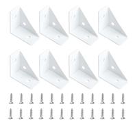 Quweiz Lot de 8 équerres d'angle en métal de 38 mm x 38 mm, équerres d'angle pour bois, support d'étagère d'angle triangulaire pour cadre de bureau, bord de lit, blanc