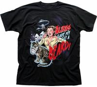 quwomu Aliens Gave My a Beard Funny B Movie Black Cotton t-Shirt Black Men's