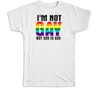 quwomu Gift Funny t Shirts for Men I'm Not Gay But 20 Dollars is LGBT Sarcastic Funny Joke Friend White White
